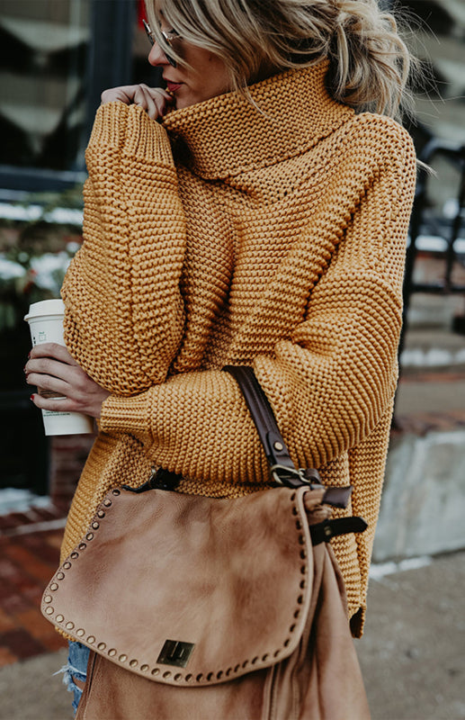 Thick Oversize Turtle Neck Pullover Sweater in 6 Colors S-XL
