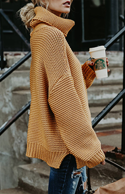 Thick Oversize Turtle Neck Pullover Sweater in 6 Colors S-XL