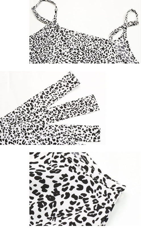 Leopard Print V-Neck Sleeveless Dress with Waist Tie S-XL