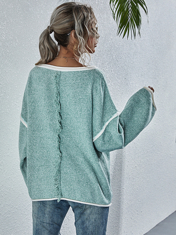 Loose Fit Long Sleeve Sweater in 4 Colors S-XL