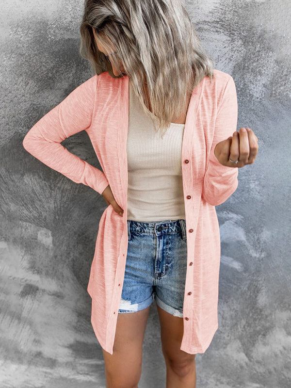Leichte Strickjacke mit langen Ärmeln und Knopfleiste vorne
