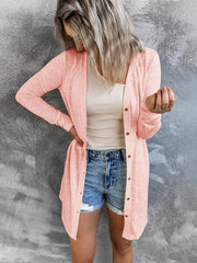 Leichte Strickjacke mit langen Ärmeln und Knopfleiste vorne
