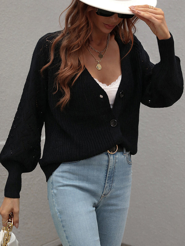 Solid Color Button Front Cardigan Sweater in 5 Colors S-XL