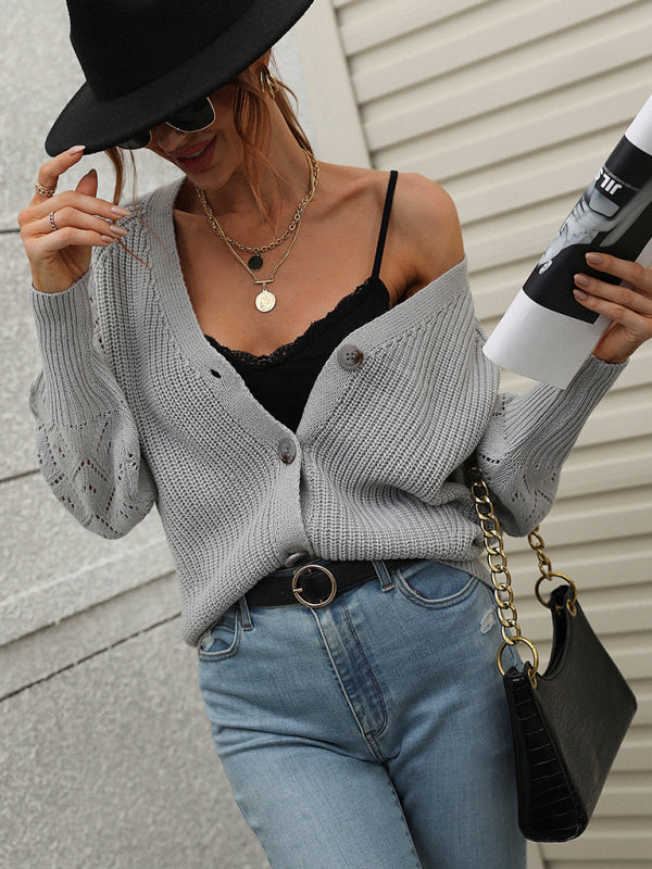 Solid Color Button Front Cardigan Sweater in 5 Colors S-XL