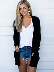 Long Sleeve T-Shirt Cardigan with Pockets