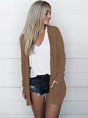 Long Sleeve T-Shirt Cardigan with Pockets
