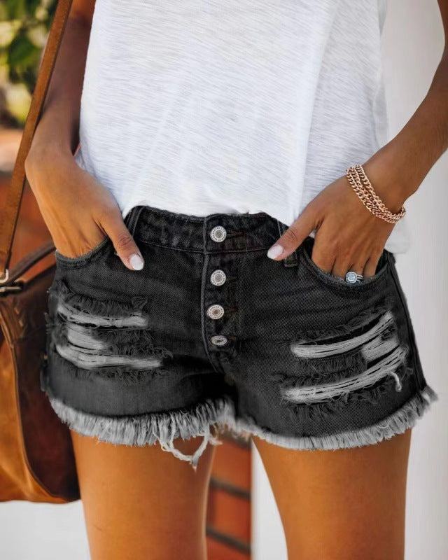 Short en jean déchiré en 3 couleurs, tailles 4 à 12 