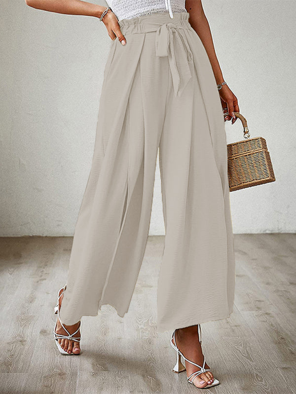 Plissierte High Waist Wide Leg Hose in 8 Farben S-XXL