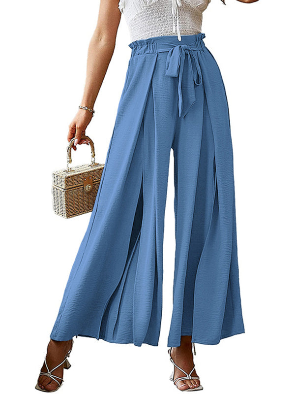 Plissierte High Waist Wide Leg Hose in 8 Farben S-XXL