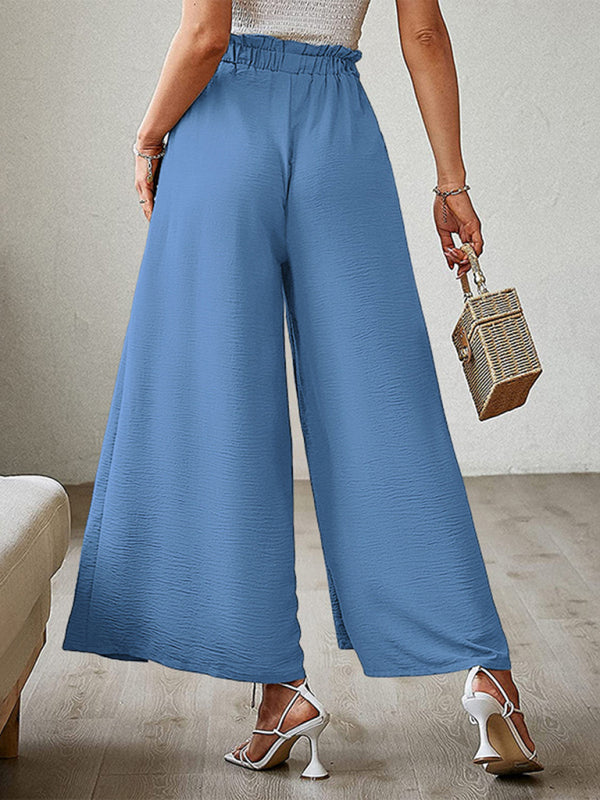 Plissierte High Waist Wide Leg Hose in 8 Farben S-XXL