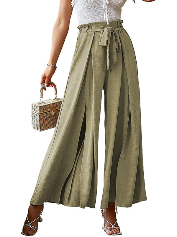Plissierte High Waist Wide Leg Hose in 8 Farben S-XXL