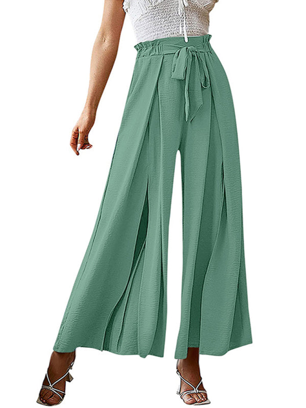 Plissierte High Waist Wide Leg Hose in 8 Farben S-XXL
