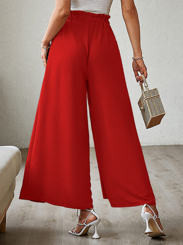 Plissierte High Waist Wide Leg Hose in 8 Farben S-XXL