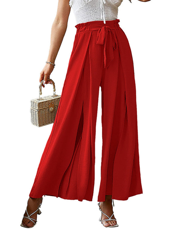 Plissierte High Waist Wide Leg Hose in 8 Farben S-XXL