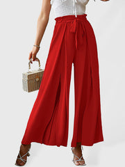 Plissierte High Waist Wide Leg Hose in 8 Farben S-XXL