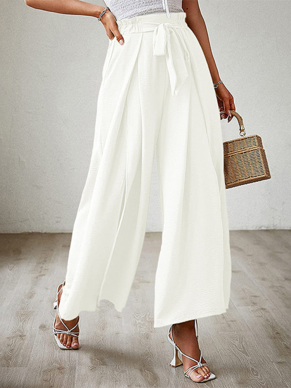 Plissierte High Waist Wide Leg Hose in 8 Farben S-XXL
