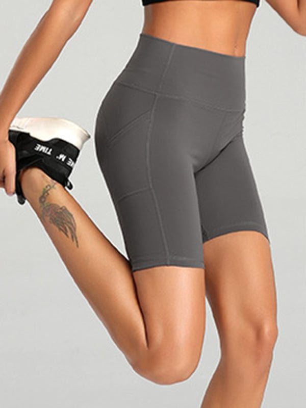Solid High Waist Bike Shorts with Pocket in 5 Colors Sizes 2-16