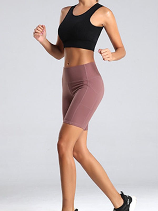 Solid High Waist Bike Shorts with Pocket in 5 Colors Sizes 2-16