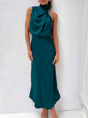 Halter Neck Sleeveless Midi Dress in 6 Colors