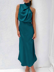 Halter Neck Sleeveless Midi Dress in 6 Colors
