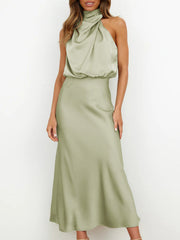 Halter Neck Sleeveless Midi Dress in 6 Colors