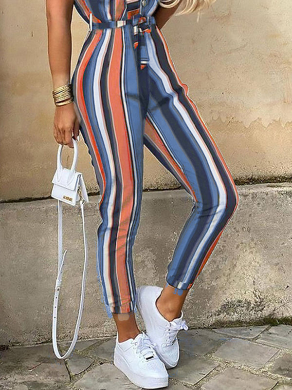 Short Sleeve Cargo Jumpsuit with Belt and Lapel in 5 Colors Sizes 6-16