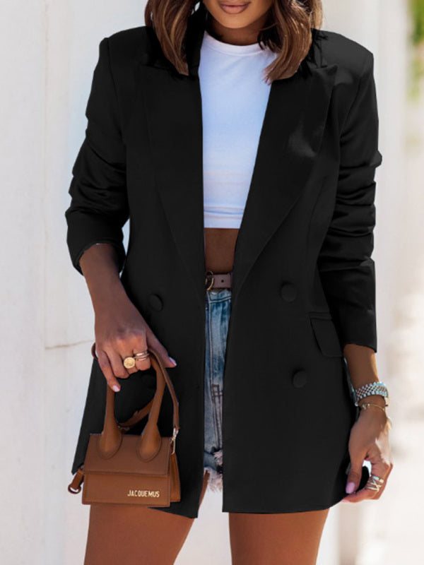 Double-Breasted Blazer with Flap Pocket