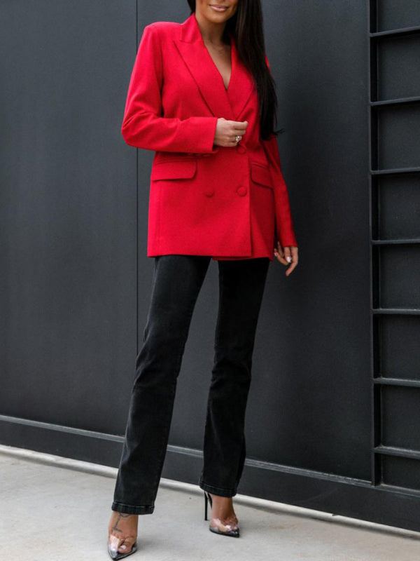 Double-Breasted Blazer with Flap Pocket