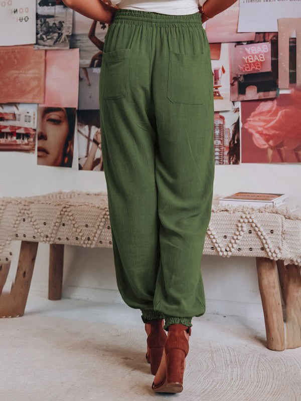 Solid Linen Jogger Pants with Drawstring Waist and Pockets in 6 Colors Sizes 4-18