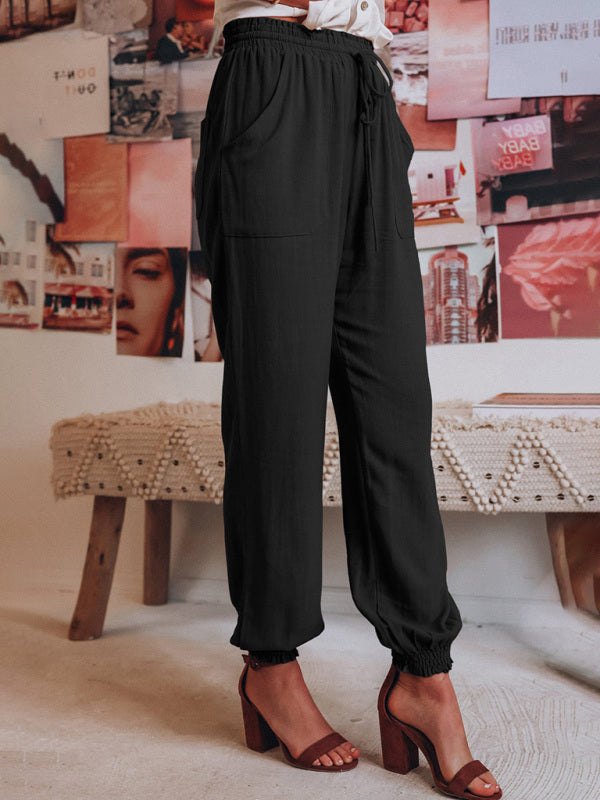 Solid Linen Jogger Pants with Drawstring Waist and Pockets in 6 Colors Sizes 4-18