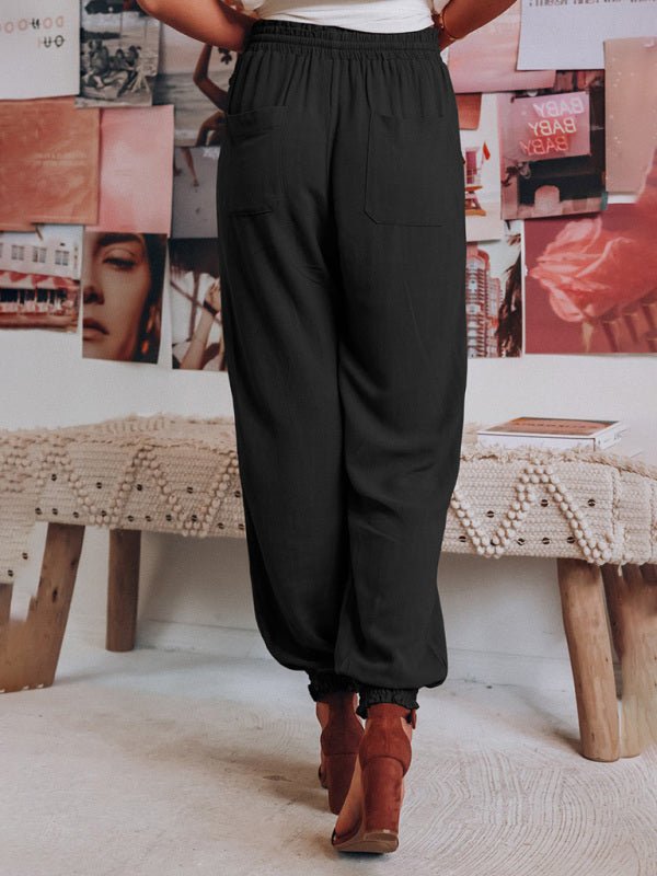 Solid Linen Jogger Pants with Drawstring Waist and Pockets in 6 Colors Sizes 4-18