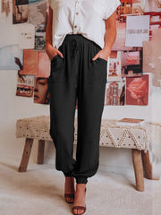 Solid Linen Jogger Pants with Drawstring Waist and Pockets in 6 Colors Sizes 4-18