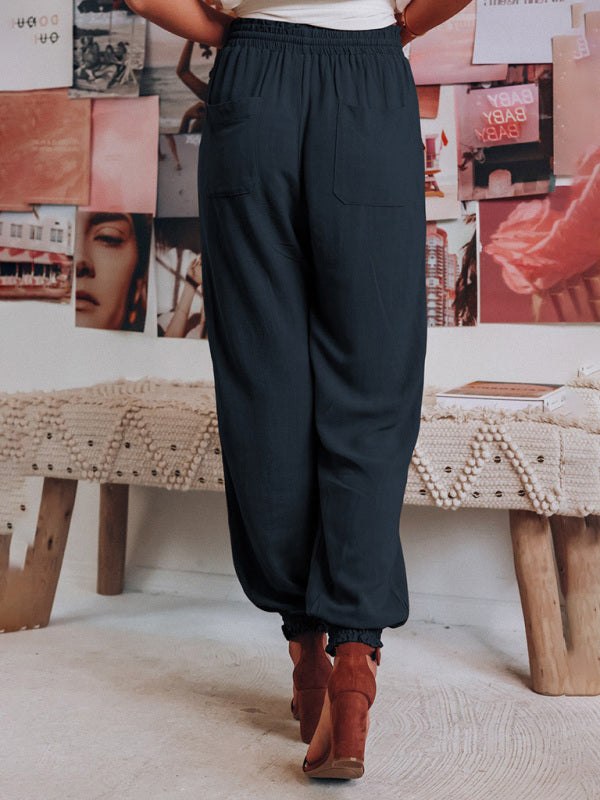 Solid Linen Jogger Pants with Drawstring Waist and Pockets in 6 Colors Sizes 4-18