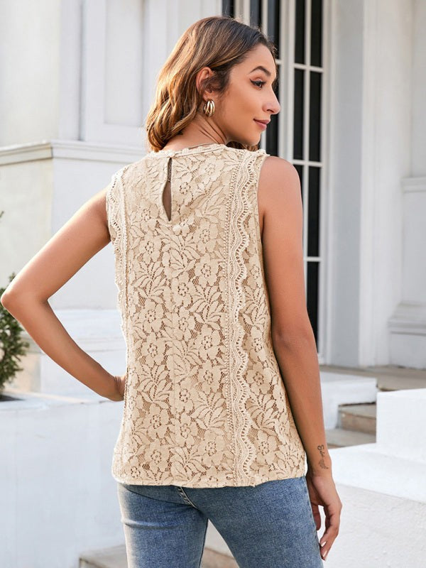 V-Neck Sleeveless Lace Top