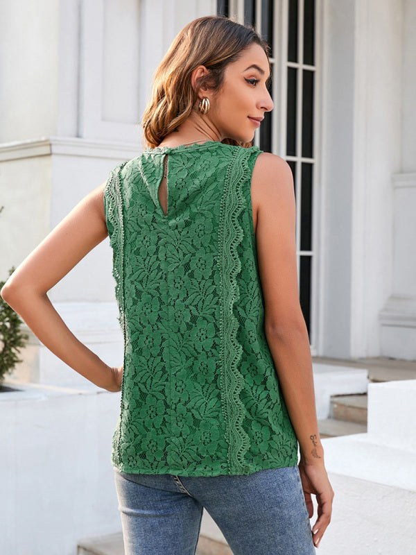 V-Neck Sleeveless Lace Top