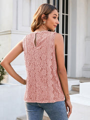 V-Neck Sleeveless Lace Top