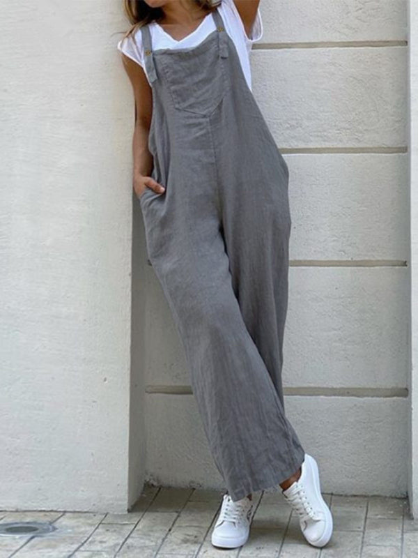 Linen Jumpsuit with Pockets in 3 Colors Sizes 4-30