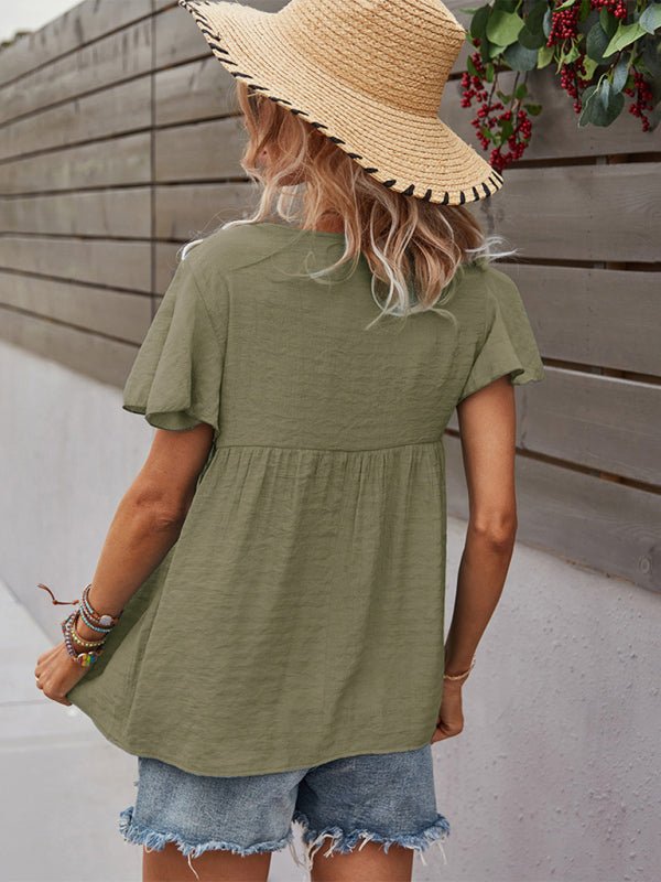 Boho Short Sleeve Top with Tassels