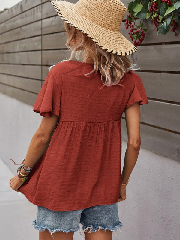 Boho Short Sleeve Top with Tassels