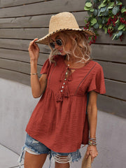 Boho Short Sleeve Top with Tassels