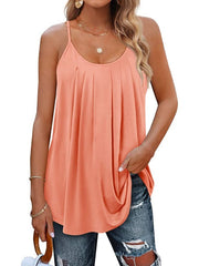 Solid Pleated Camisole Top in 5 Colors Sizes 2-18