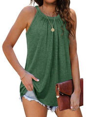 Solid Pleated Halter Neck Tank Top in 3 Colors Sizes 2-12