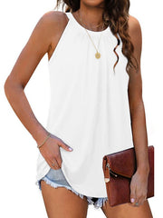 Solid Pleated Halter Neck Tank Top in 3 Colors Sizes 2-12