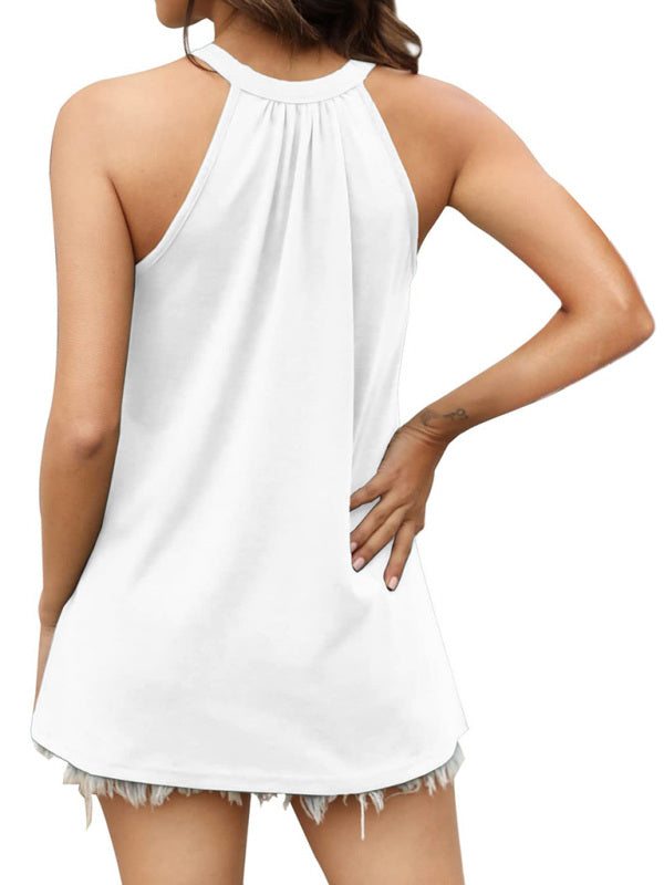 Solid Pleated Halter Neck Tank Top in 3 Colors Sizes 2-12
