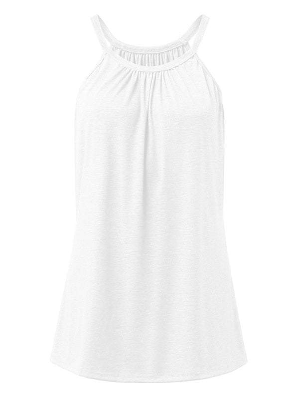 Solid Pleated Halter Neck Tank Top in 3 Colors Sizes 2-12