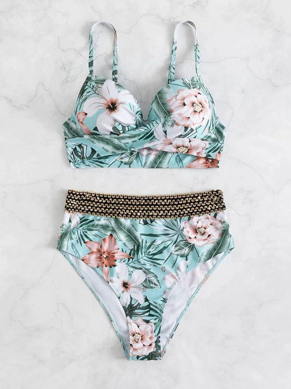 Geblümter High Waist Bikini in 2 Farben S-XL