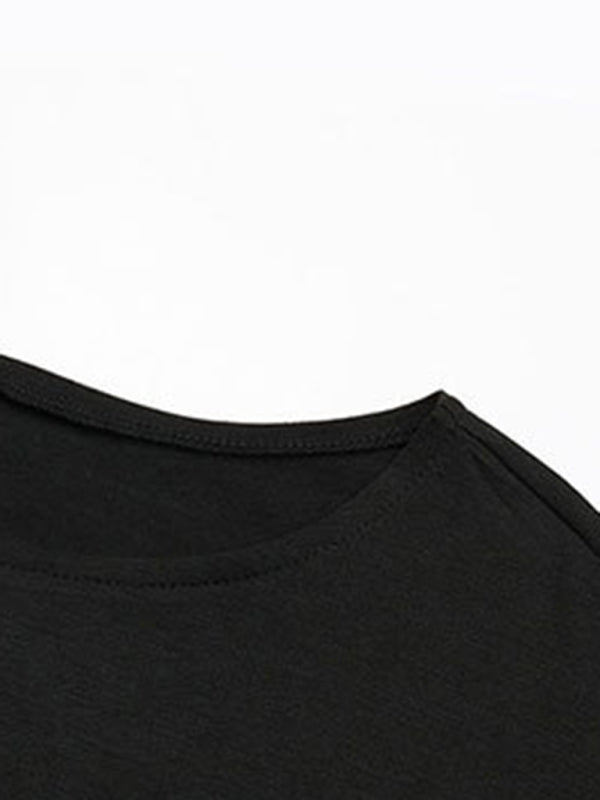 Robe froncée à manches courtes et ourlet irrégulier, 3 couleurs, S-XL