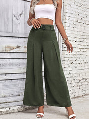 High Waist Wide Leg Pants with Belt in 4 Colors S-XL