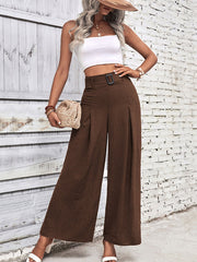 High Waist Wide Leg Pants with Belt in 4 Colors S-XL
