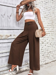 High Waist Wide Leg Pants with Belt in 4 Colors S-XL